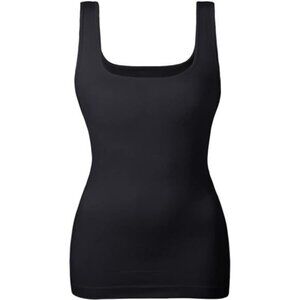 Women Black Tummy Control Shapewear Tank Tops Seamless Square‎ Neck Tshirts